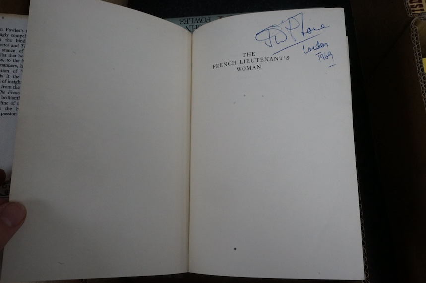 Fowles, John - 8 works - The French Lieutenant’s Woman, 1st edition, ink ownership inscription to front half title, 8vo, cloth in unclipped d/j, Jonathan Cape, London, 1969, 2 further copies, 8th printing, with unclipped